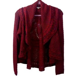 John Paul Richard Burgundy Cardigan Sweater Size L
